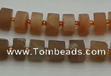 CRB463 15.5 inche 6*10mm tyre matte moonstone gemstone beads