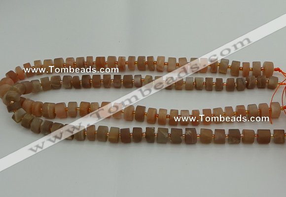 CRB463 15.5 inche 6*10mm tyre matte moonstone gemstone beads