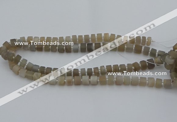 CRB466 15.5 inche 6*10mm tyre matte grey moonstone gemstone beads