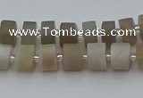 CRB467 15.5 inche 8*12mm tyre matte grey moonstone gemstone beads