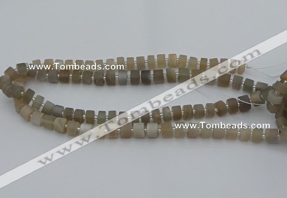 CRB467 15.5 inche 8*12mm tyre matte grey moonstone gemstone beads