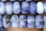 CRB5007 15.5 inches 4*6mm rondelle matte blue spot stone beads