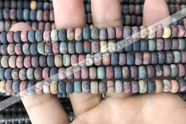 CRB5012 15.5 inches 4*6mm rondelle matte picasso jasper beads