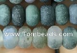 CRB5018 15.5 inches 4*6mm rondelle matte moss agate beads wholesale