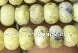 CRB5021 15.5 inches 4*6mm rondelle matte yellow pine turquoise beads