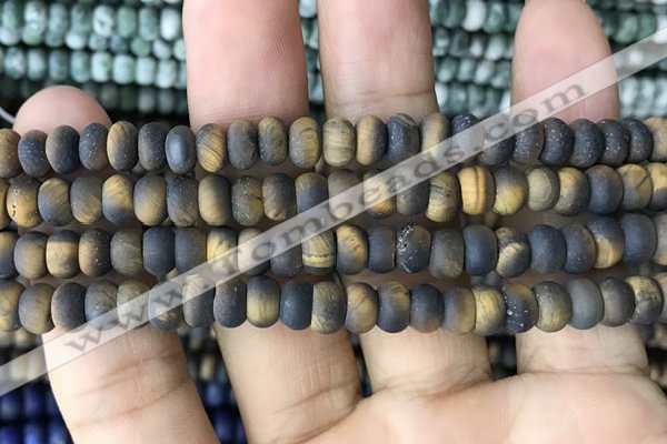 CRB5024 15.5 inches 4*6mm rondelle matte yellow tiger eye beads