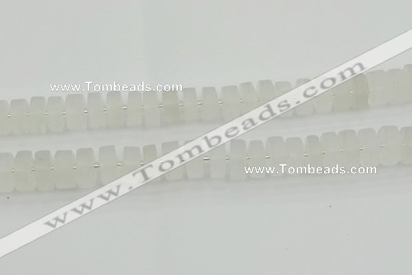 CRB503 15.5 inches 8*16mm tyre matte white crystal beads wholesale