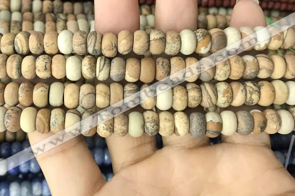 CRB5061 15.5 inches 5*8mm rondelle matte picture jasper beads