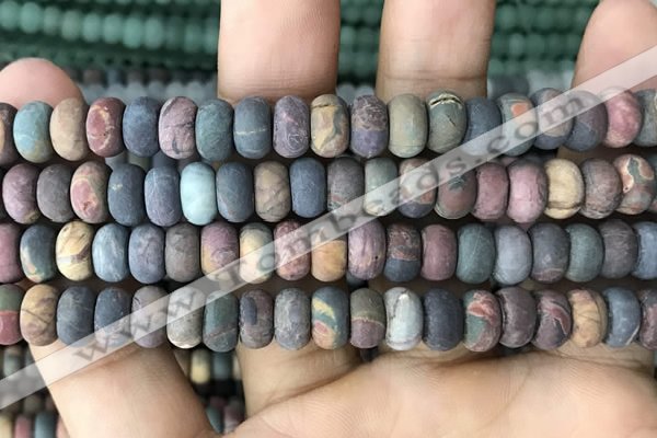 CRB5062 15.5 inches 5*8mm rondelle matte picasso jasper beads