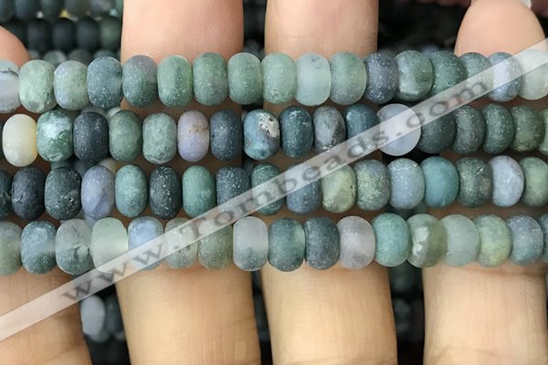 CRB5068 15.5 inches 5*8mm rondelle matte moss agate beads wholesale