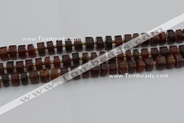 CRB507 15.5 inches 6*12mm tyre orange garnet beads wholesale