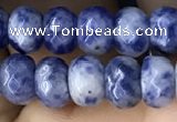 CRB5107 15.5 inches 4*6mm faceted rondelle blue spot stone beads