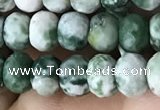 CRB5108 15.5 inches 4*6mm faceted rondelle green spot stone beads