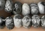 CRB5111 15.5 inches 4*6mm faceted rondelle grey picture jasper beads