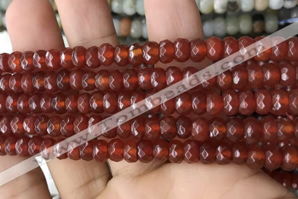 CRB5114 15.5 inches 4*6mm faceted rondelle red agate beads