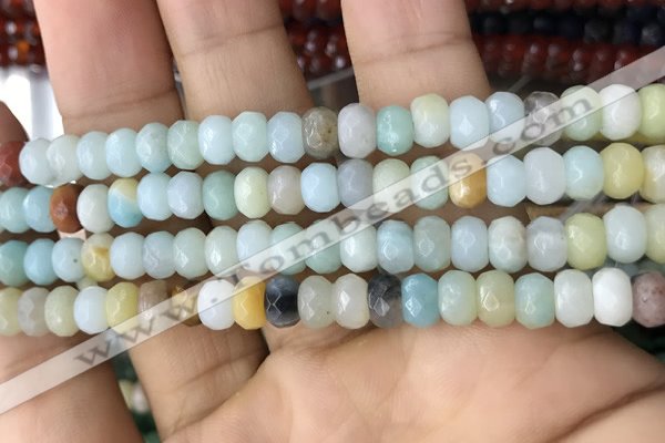 CRB5119 15.5 inches 4*6mm faceted rondelle amazonite beads wholesale