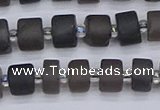 CRB512 15.5 inches 5*8mm tyre matte ice black obsidian beads