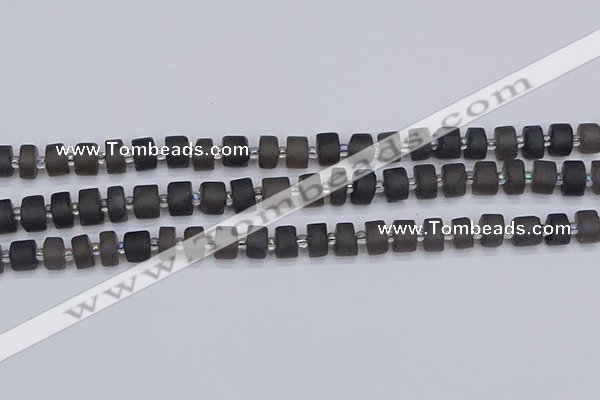 CRB512 15.5 inches 5*8mm tyre matte ice black obsidian beads