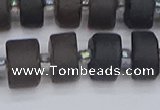 CRB514 15.5 inches 6*12mm tyre matte ice black obsidian beads