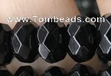 CRB5161 15.5 inches 5*8mm faceted rondelle black agate beads