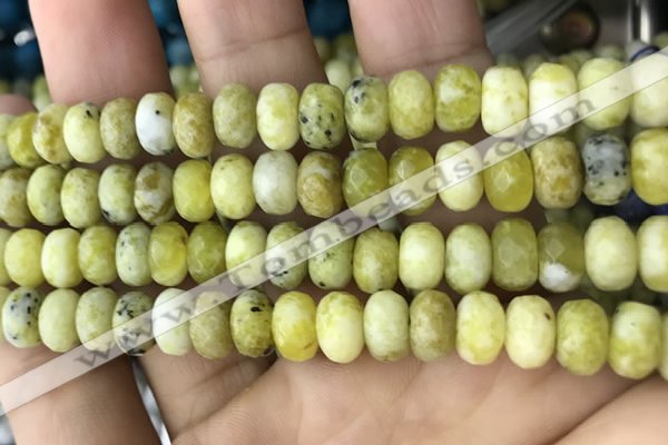 CRB5165 15.5 inches 5*8mm faceted rondelle yellow pine turquoise beads