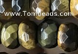 CRB5166 15.5 inches 5*8mm faceted rondelle yellow tiger eye beads