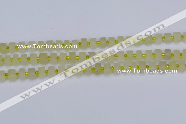 CRB518 15.5 inches 5*8mm tyre matte lemon quartz beads