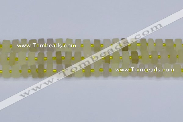 CRB519 15.5 inches 6*10mm tyre matte lemon quartz beads