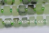 CRB524 15.5 inches 5*8mm tyre matte green rutilated quartz beads