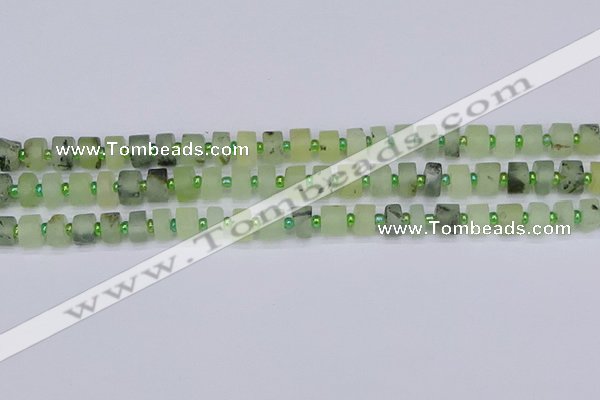 CRB524 15.5 inches 5*8mm tyre matte green rutilated quartz beads