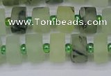 CRB525 15.5 inches 6*10mm tyre matte green rutilated quartz beads