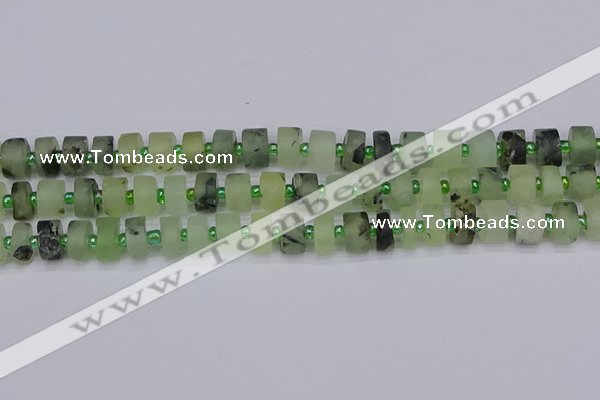 CRB525 15.5 inches 6*10mm tyre matte green rutilated quartz beads