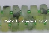 CRB526 15.5 inches 6*12mm tyre matte green rutilated quartz beads