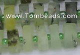 CRB527 15.5 inches 7*14mm tyre matte green rutilated quartz beads