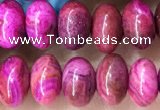 CRB5303 15.5 inches 4*6mm rondelle fuchsia crazy lace agate beads