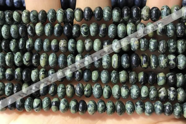 CRB5310 15.5 inches 4*6mm rondelle green picture jasper beads