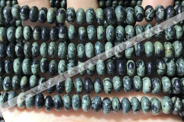 CRB5343 15.5 inches 5*8mm rondelle green picture jasper beads