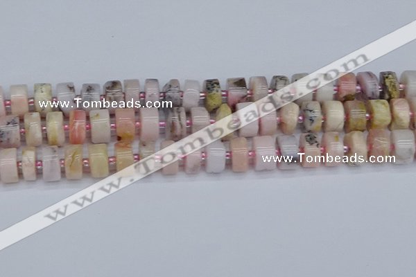 CRB545 15.5 inches 7*14mm tyre natural pink opal gemstone beads
