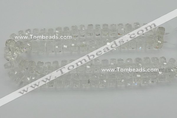 CRB549 15.5 inches 6*10mm faceted rondelle white crystal beads