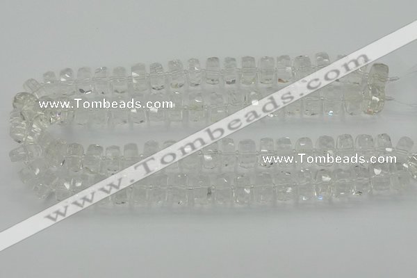 CRB551 15.5 inches 8*14mm faceted rondelle white crystal beads