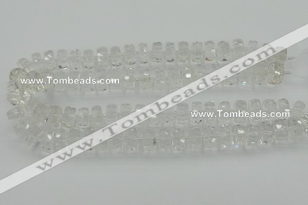 CRB552 15.5 inches 8*16mm faceted rondelle white crystal beads