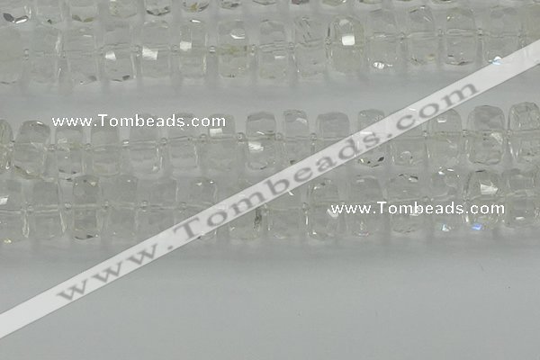 CRB553 15.5 inches 8*18mm faceted rondelle white crystal beads