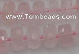 CRB557 15.5 inches 6*10mm faceted rondelle rose quartz beads