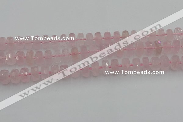 CRB557 15.5 inches 6*10mm faceted rondelle rose quartz beads