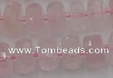 CRB558 15.5 inches 7*12mm faceted rondelle rose quartz beads