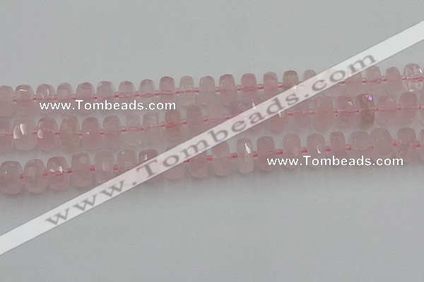 CRB558 15.5 inches 7*12mm faceted rondelle rose quartz beads