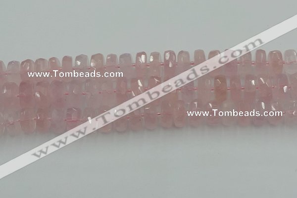 CRB559 15.5 inches 8*14mm faceted rondelle rose quartz beads