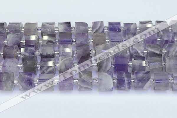 CRB5604 15.5 inches 7mm - 8mm faceted tyre amethyst beads