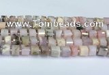 CRB5607 15.5 inches 7mm - 8mm faceted tyre pink opal beads