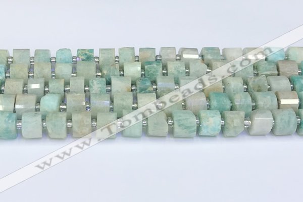 CRB5608 15.5 inches 7mm - 8mm faceted tyre amazonite beads